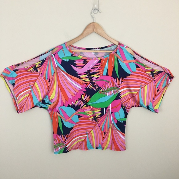 Trina Turk Tops - TRINA TURK Tropical Cold Shoulder Top M